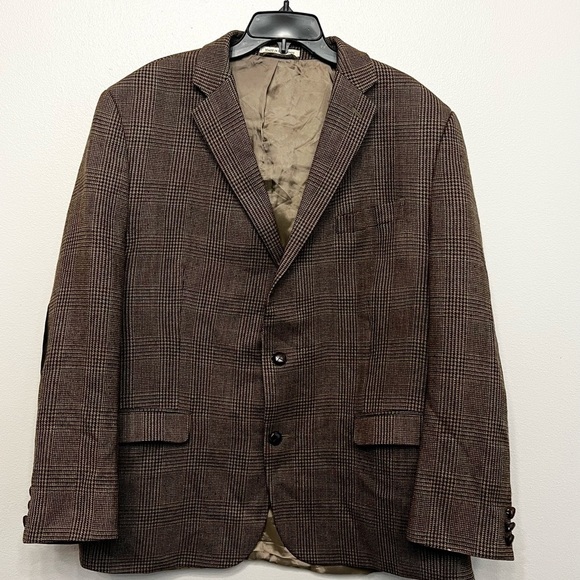Lauren Ralph Lauren Other - Lauren Ralph Lauren Wool Elbow Patch Houndstooth Dark Brown Check Blazer 48R